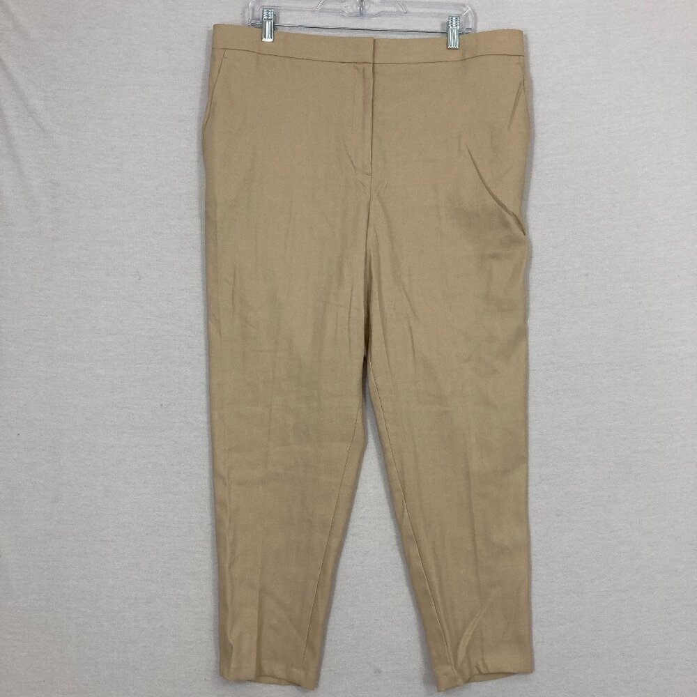 New Ann Taylor Linen Blend Curvy Fit High Rise Slim Ankle Pants size 16 Preppy